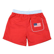 Boys Patriotic Flag Swim Trunks