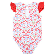 Girls Patriotic Scallop One-Piece Swimsuit