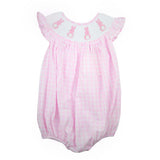 Pink Gingham Smocked Easter Bunny Bubble