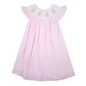 Pink Gingham Smocked Easter Bunny Dress