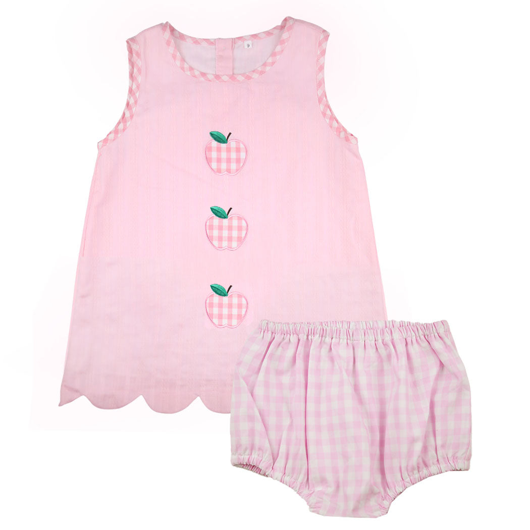 Pink Gingham Apple Appliqué Swing Set