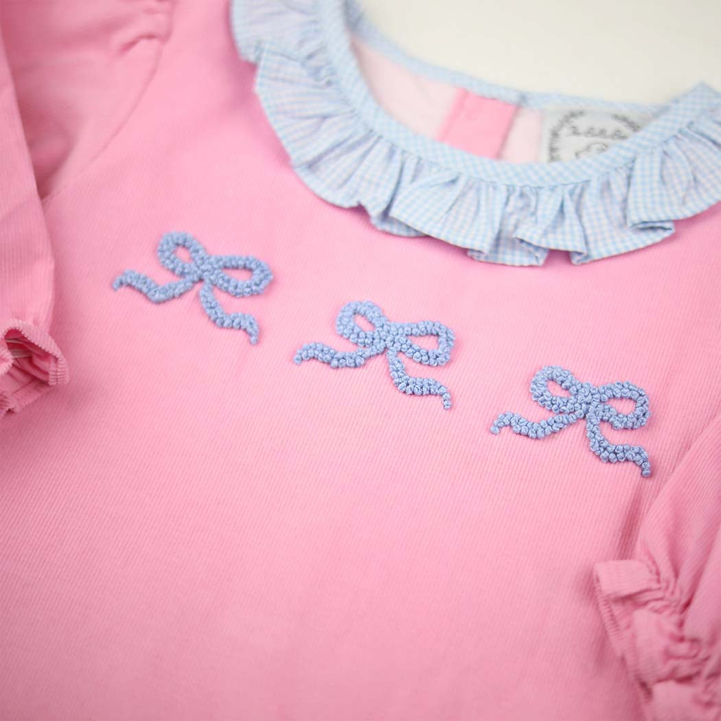 Pink Corduroy Bow Romper
