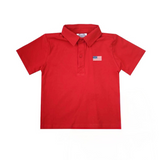 Red Short-Sleeve Polo with Flag