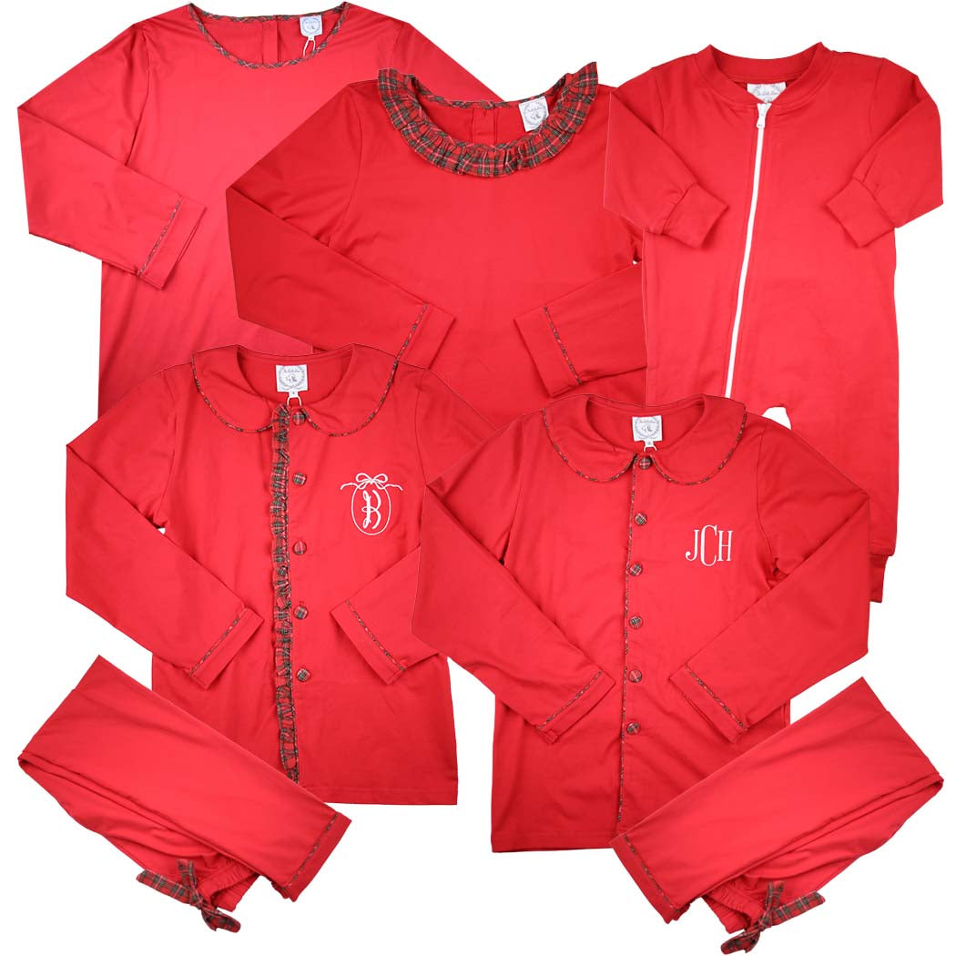 Men's Red Tartan Trim Loungewear