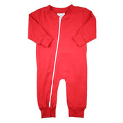 Boys Red Tartan Trim Zip Romper
