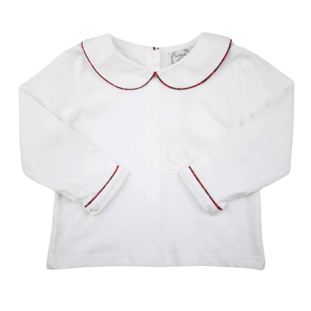 Peter Pan White Tartan Collar Knit Shirt