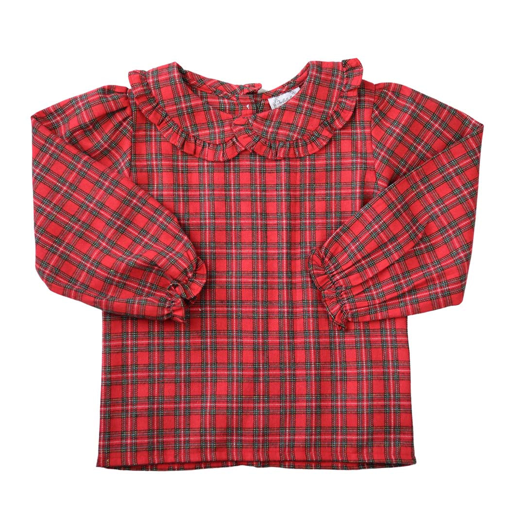 Girl Christmas Plaid Top