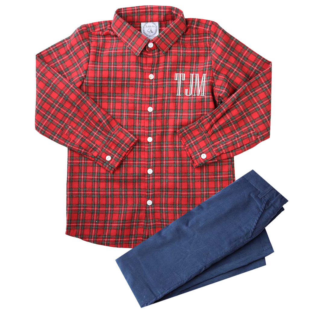 Christmas Plaid Button-Down Shirt