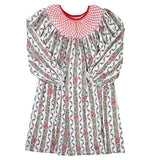 Women's Christmas Smocked Red Ribbon Nightgown