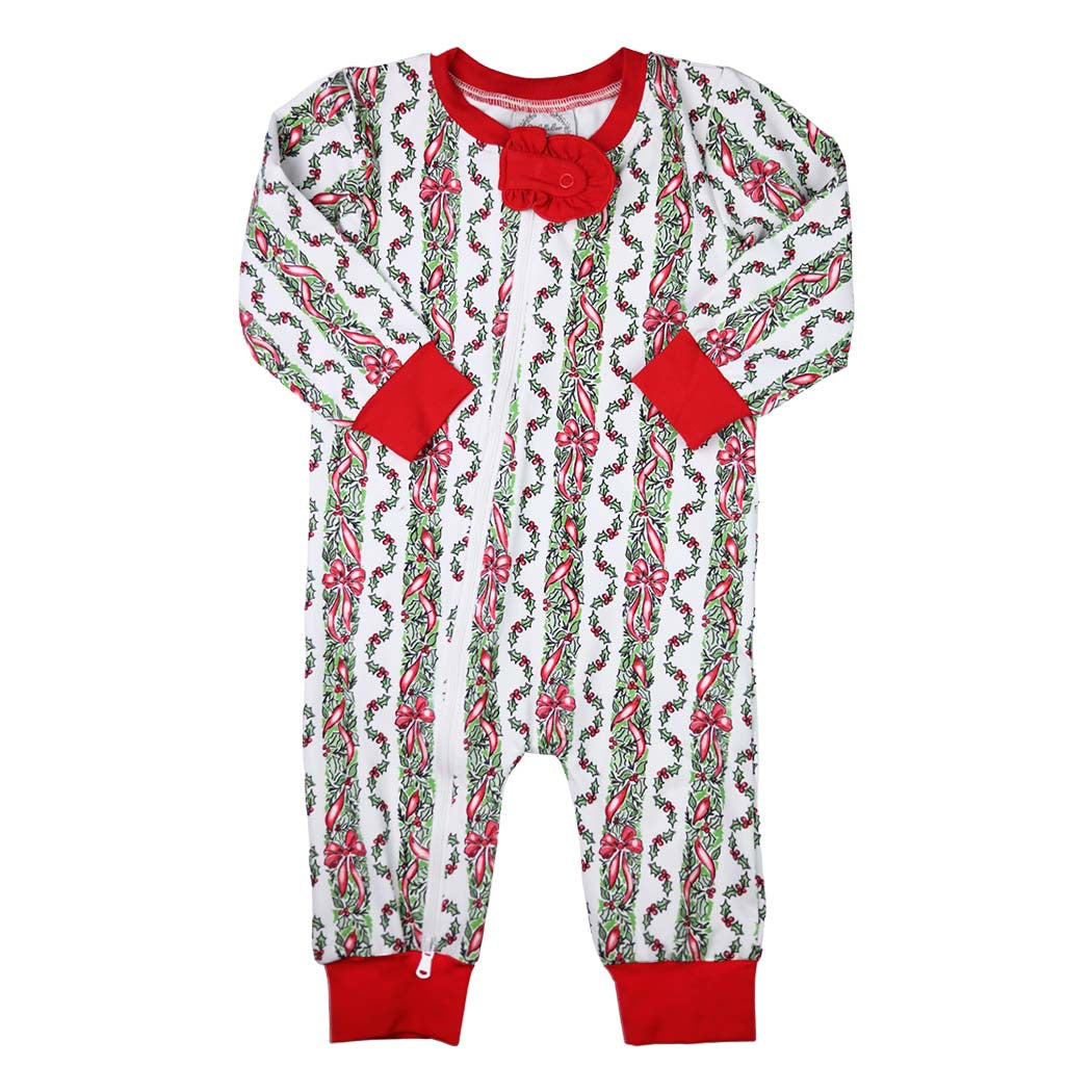 Girl Christmas Ribbon Zippered Loungewear