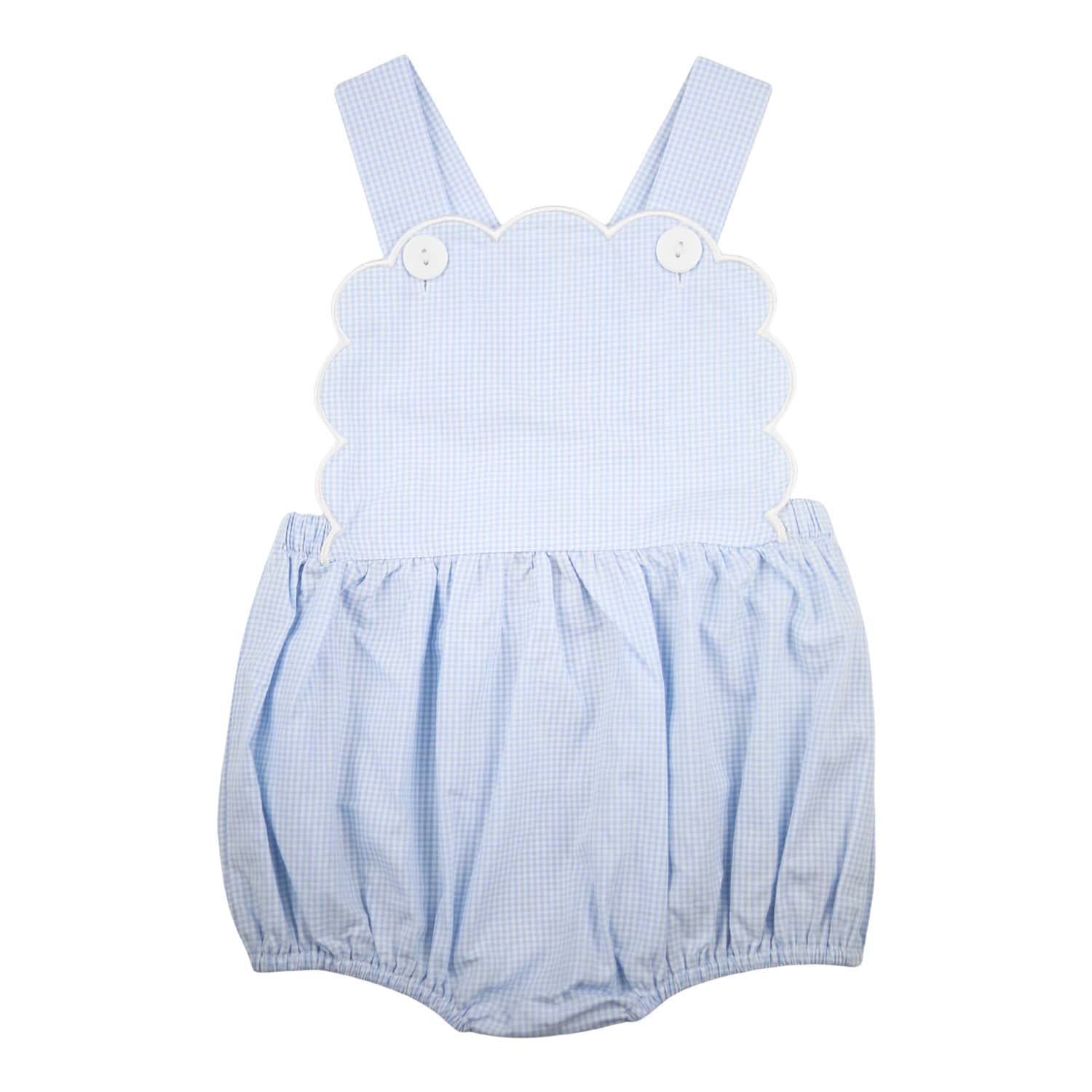 Blue Gingham Scalloped Bubble