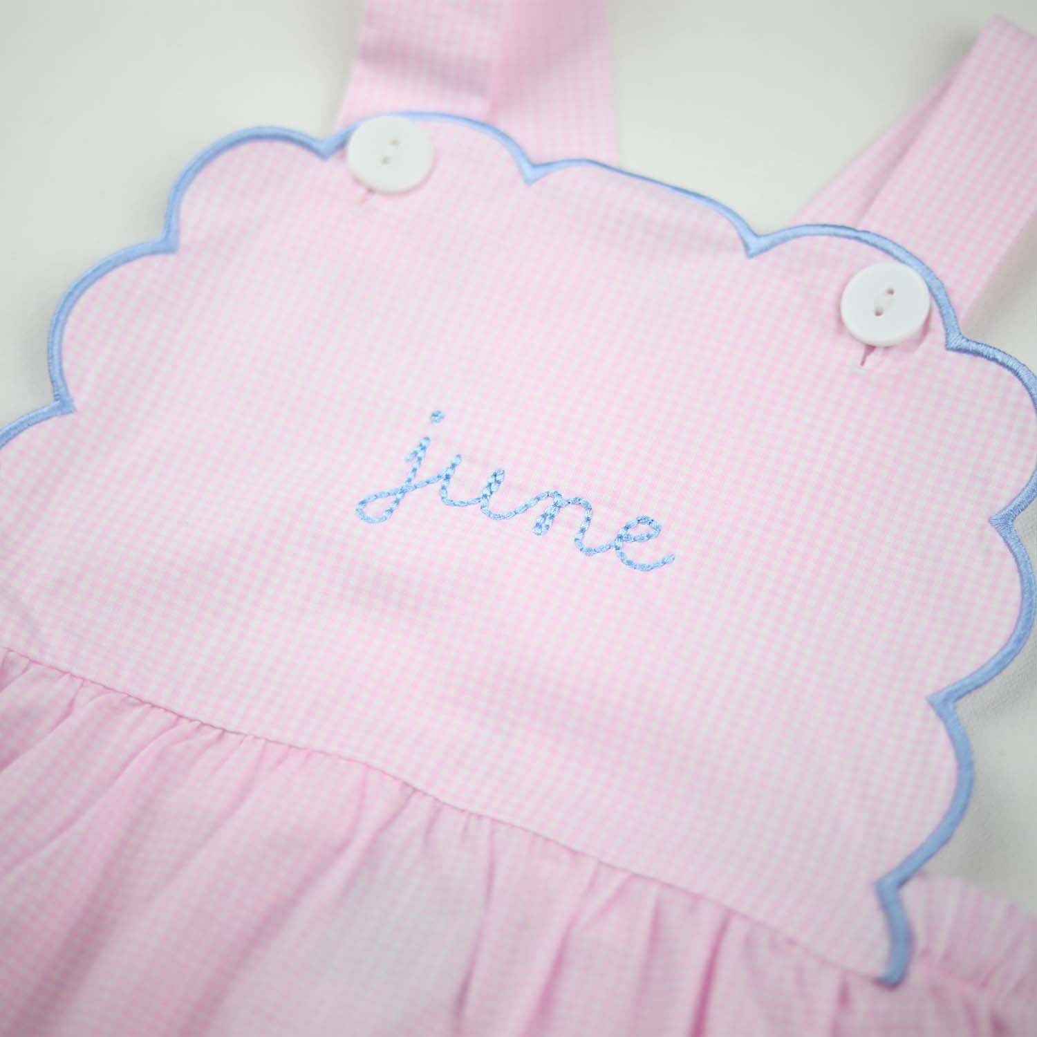 Pink Gingham Scalloped Bubble