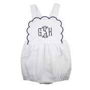 White Honeycomb with Navy Trim Scalloped Bubble