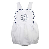 White Honeycomb with Navy Trim Scalloped Bubble