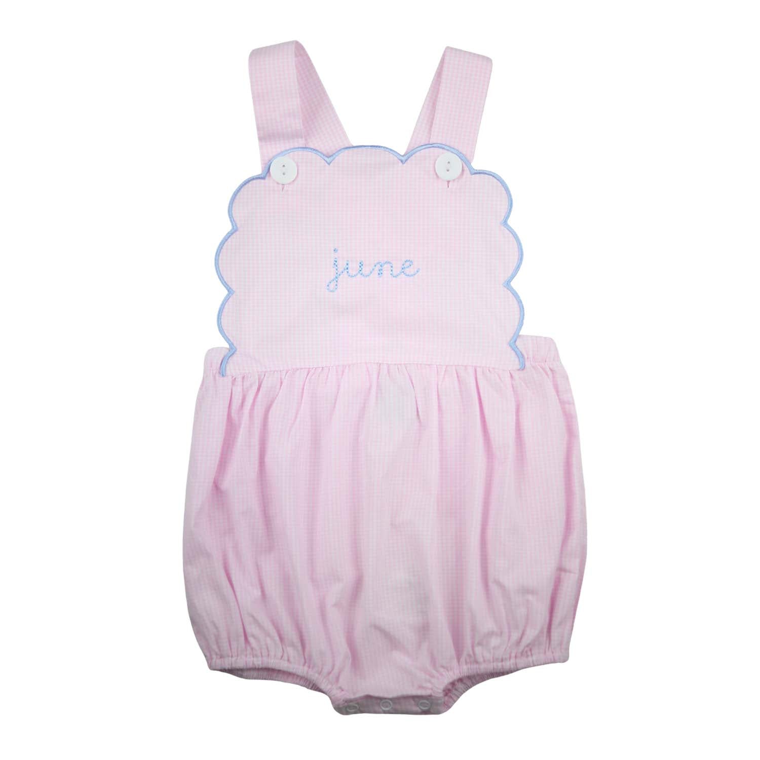Pink Gingham Scalloped Bubble