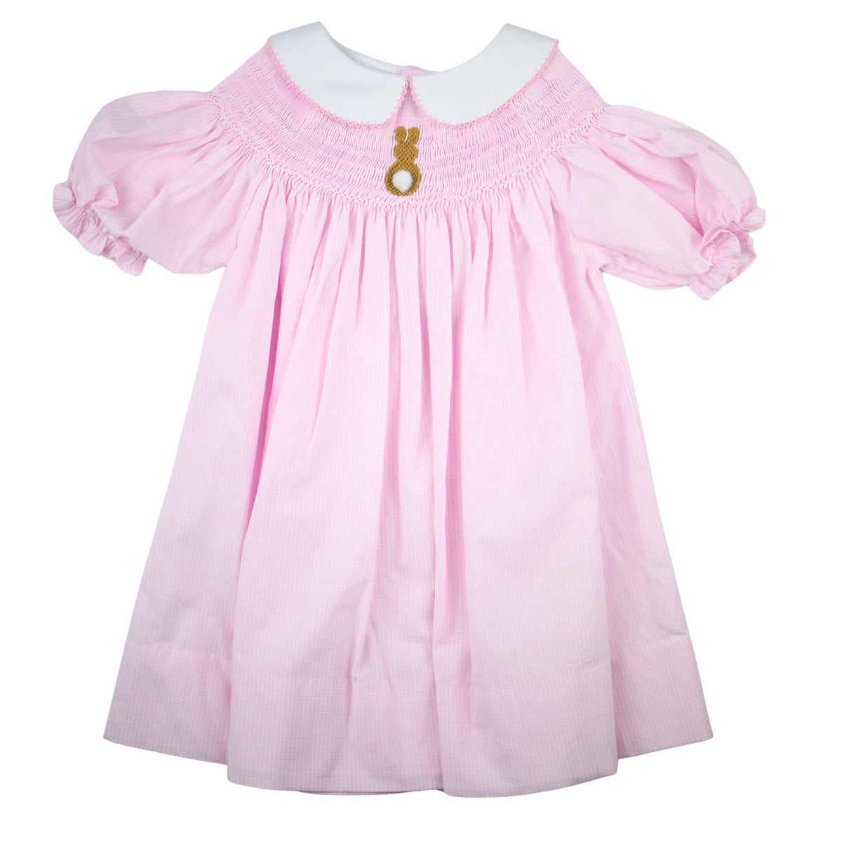 Easter Smocked Pink Gingham Bunny Dress