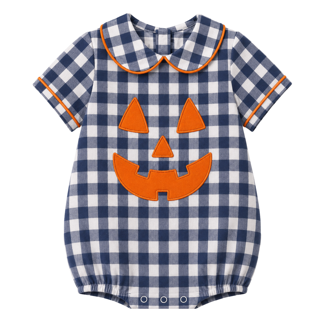 Boys Navy Gingham Jack 'O Lantern Bubble