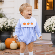 Boys Blue Gingham Pumpkin Bubble
