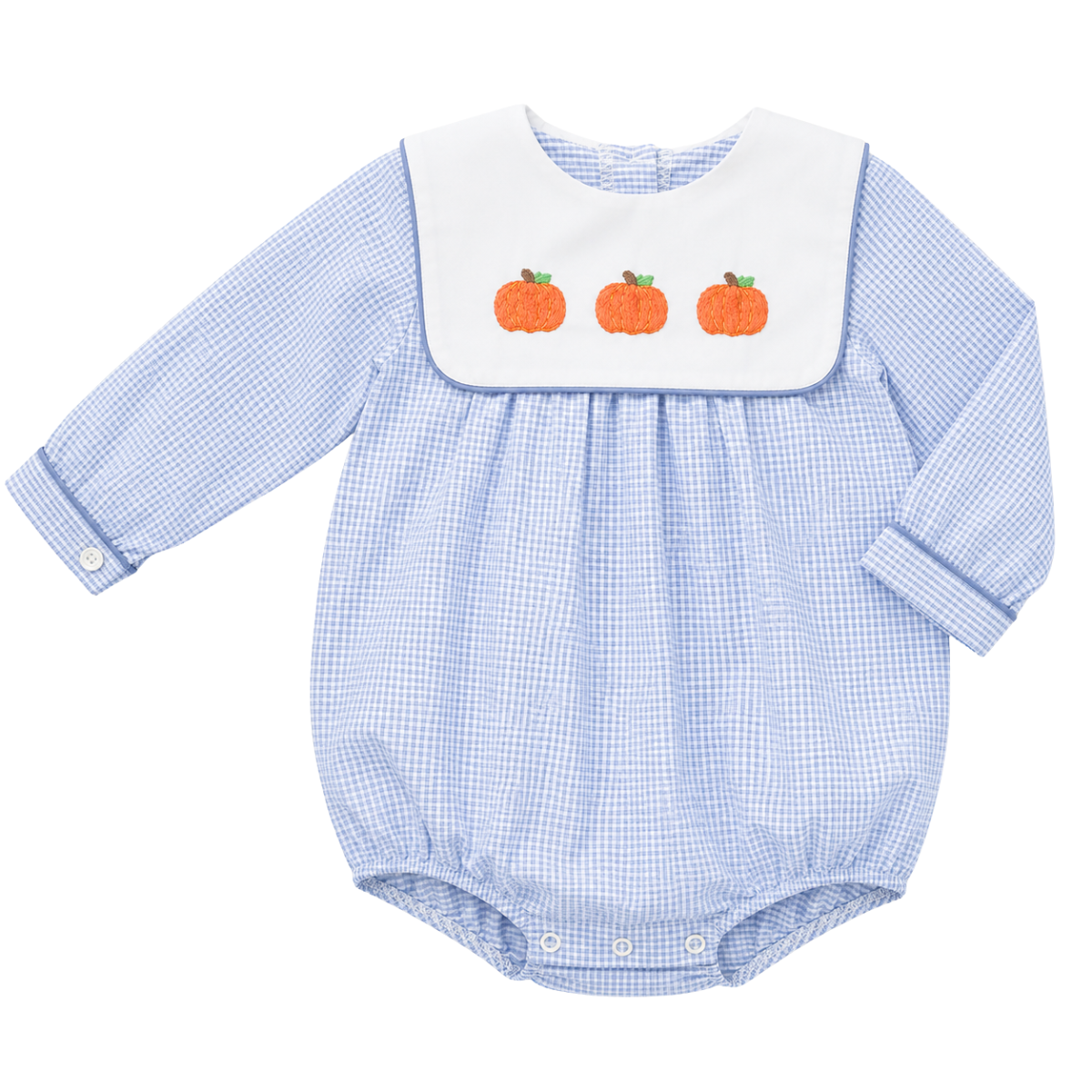 Boys Blue Gingham Pumpkin Bubble