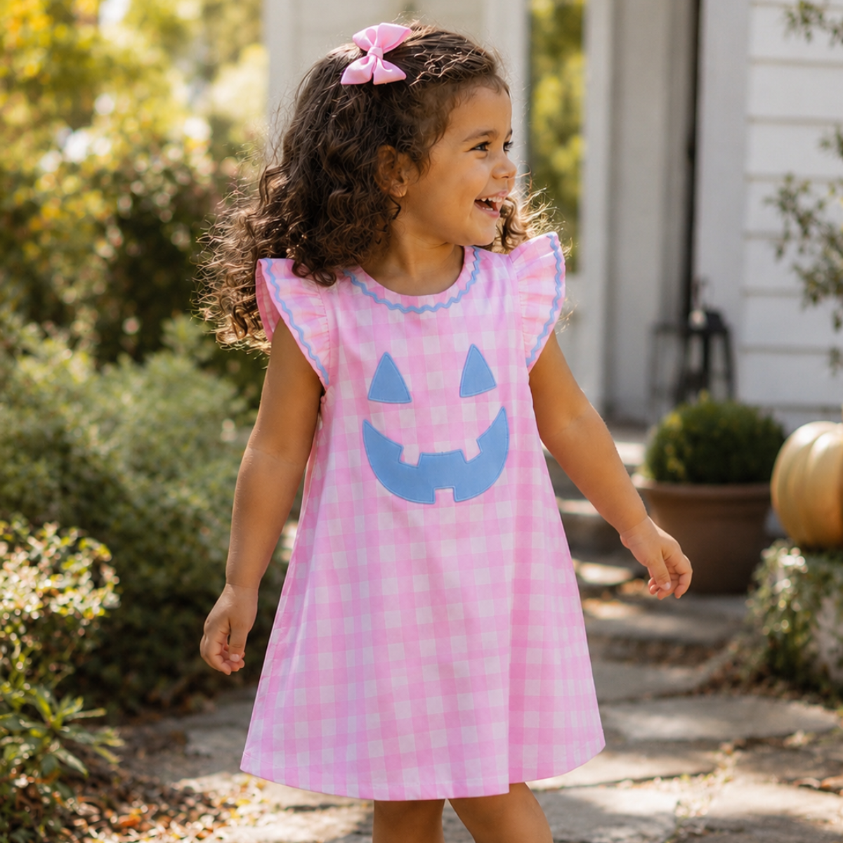 Pink Gingham Jack 'O Lantern Dress