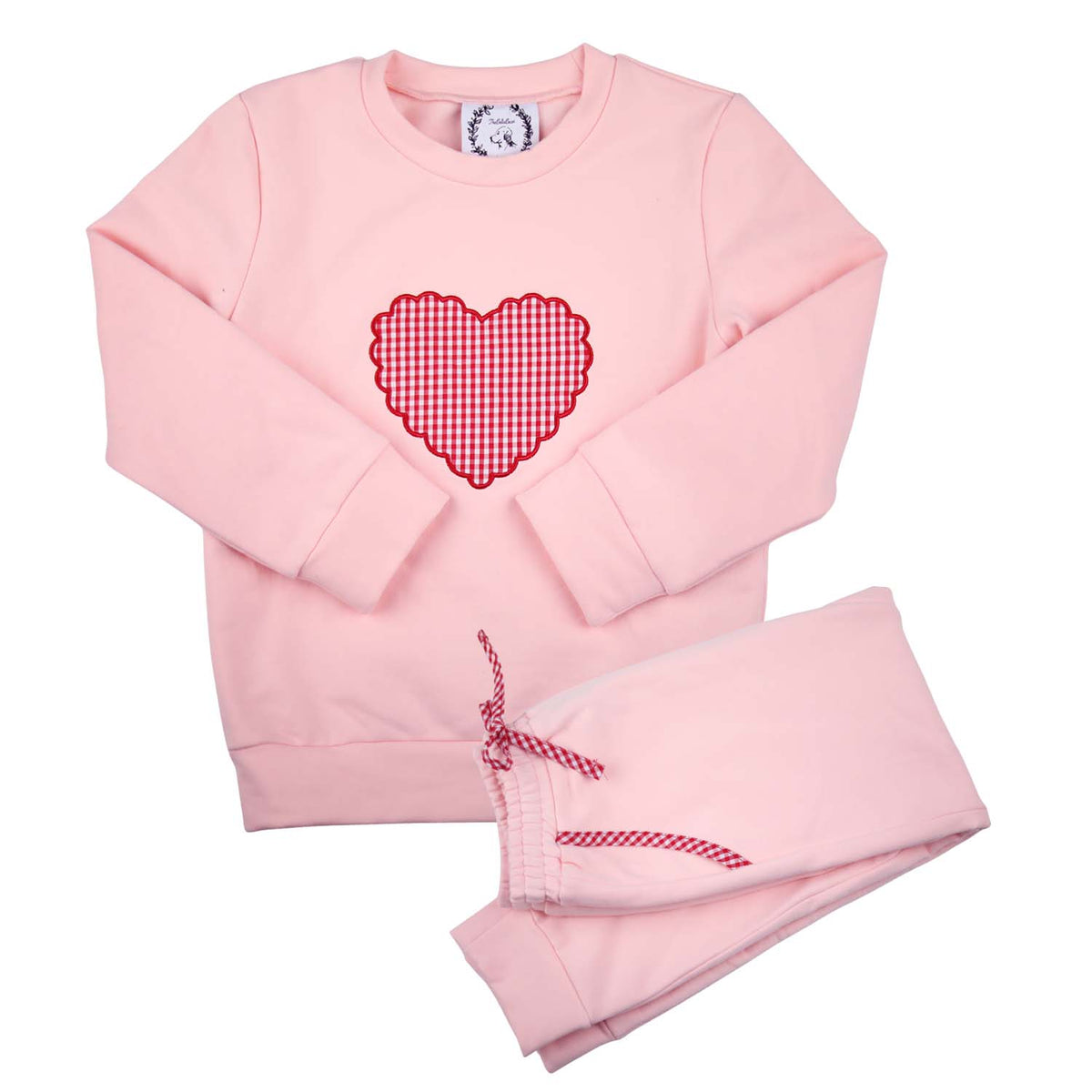 Pink Gingham Heart Sweat Set