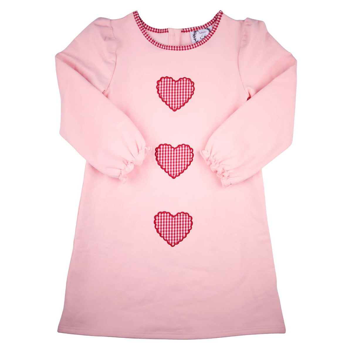 Pink Gingham Heart Sweatshirt Dress