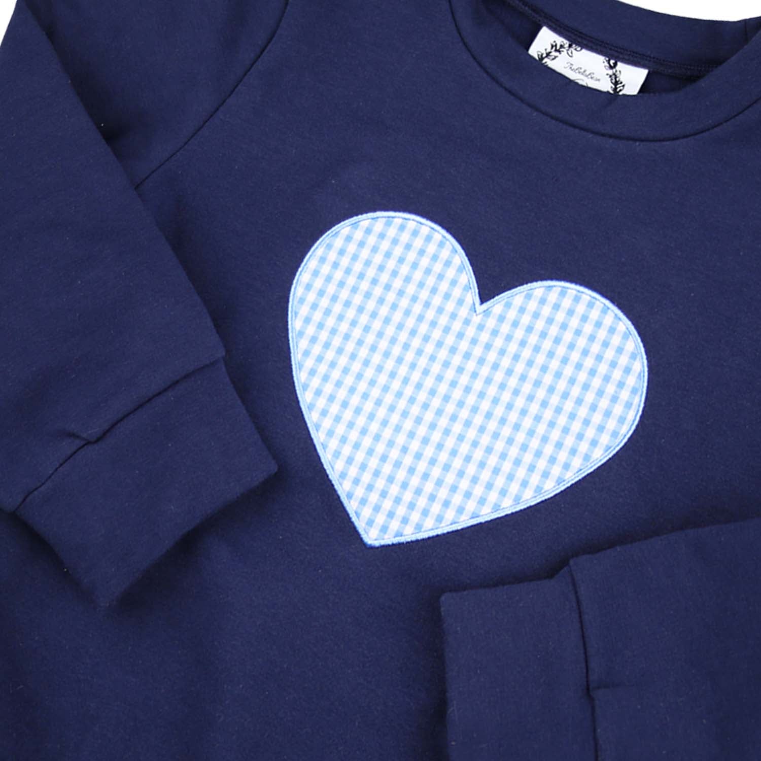 Navy Gingham Heart Sweat Set