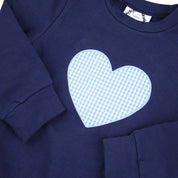 Navy Gingham Heart Sweat Set