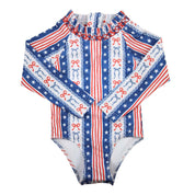 Girls Patriotic Rashguard Swimsuit