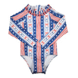 Girls Patriotic Rashguard Swimsuit