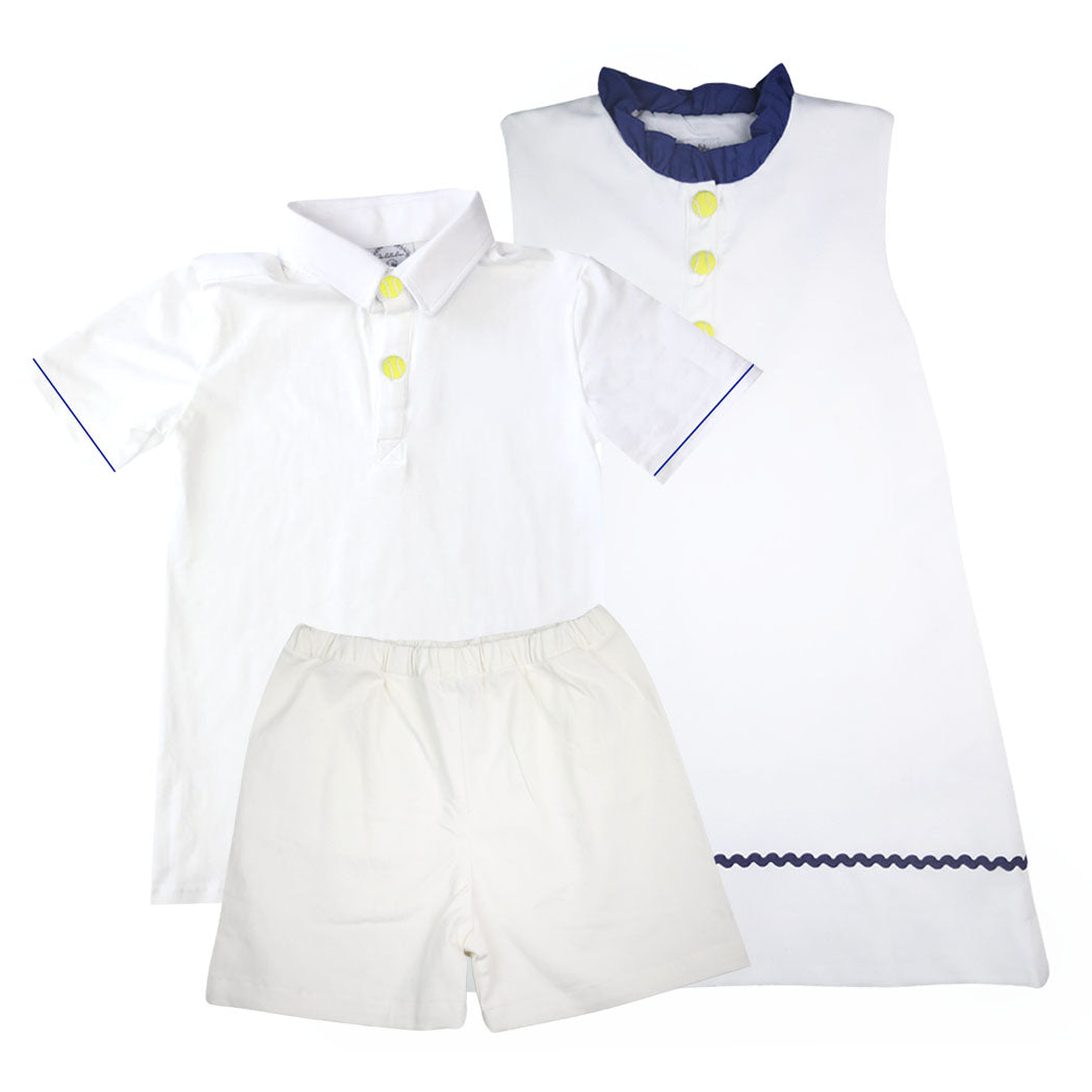 White Tennis Short-Sleeve Polo
