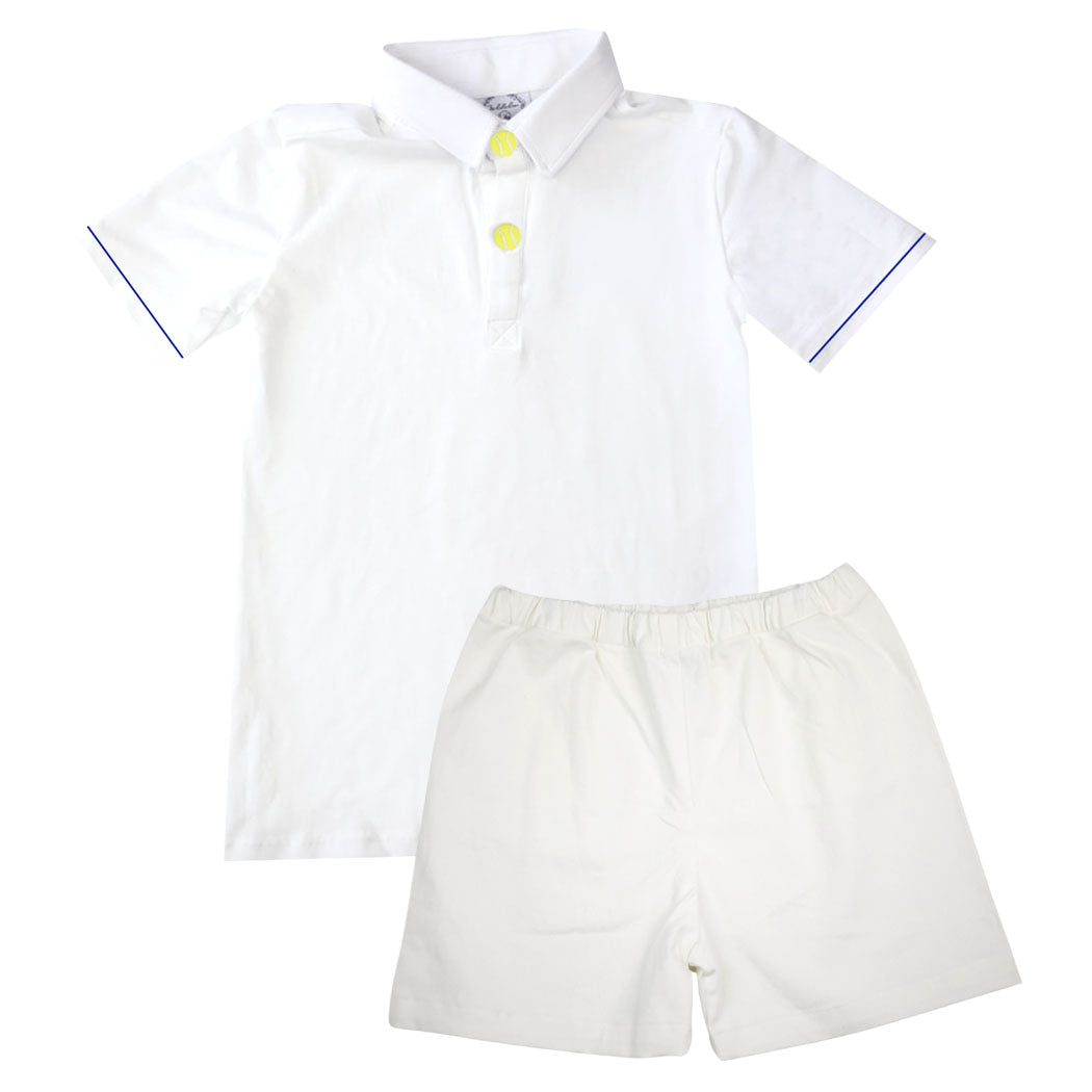 White Tennis Short-Sleeve Polo