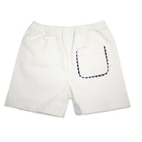 White Khaki Boys Shorts with Navy RicRac