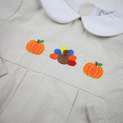 Girls Thanksgiving Khaki Gingham Romper
