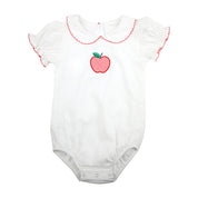 Girls White Bubble with Gingham Apple Appliqué