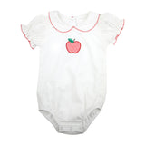 Girls White Bubble with Gingham Apple Appliqué