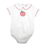 Boys White Bubble with Gingham Apple Appliqué