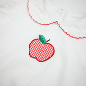 Boys White Bubble with Gingham Apple Appliqué