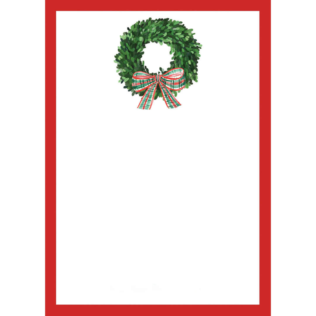 Wreath with Tartan Bow Christmas Notepad