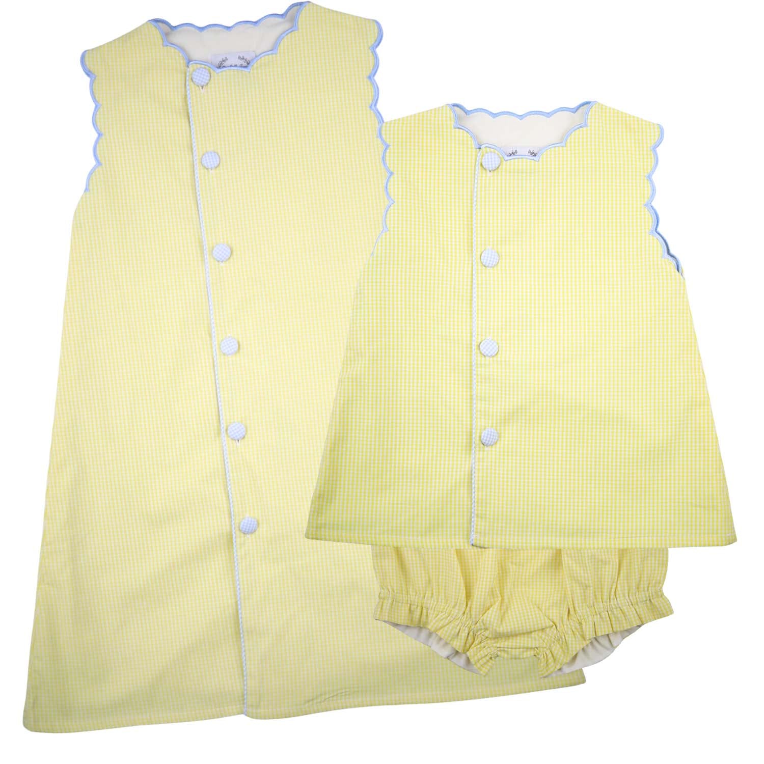 Yellow Gingham Scalloped Swing Set
