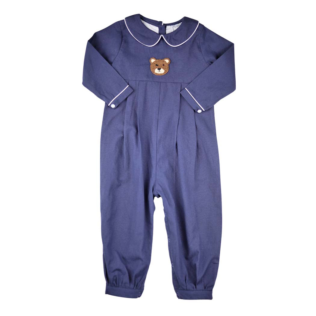 Navy Oxford Bear Romper