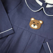 Navy Oxford Bear Romper