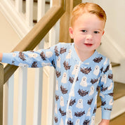 Blue Ghost Halloween Zip Romper