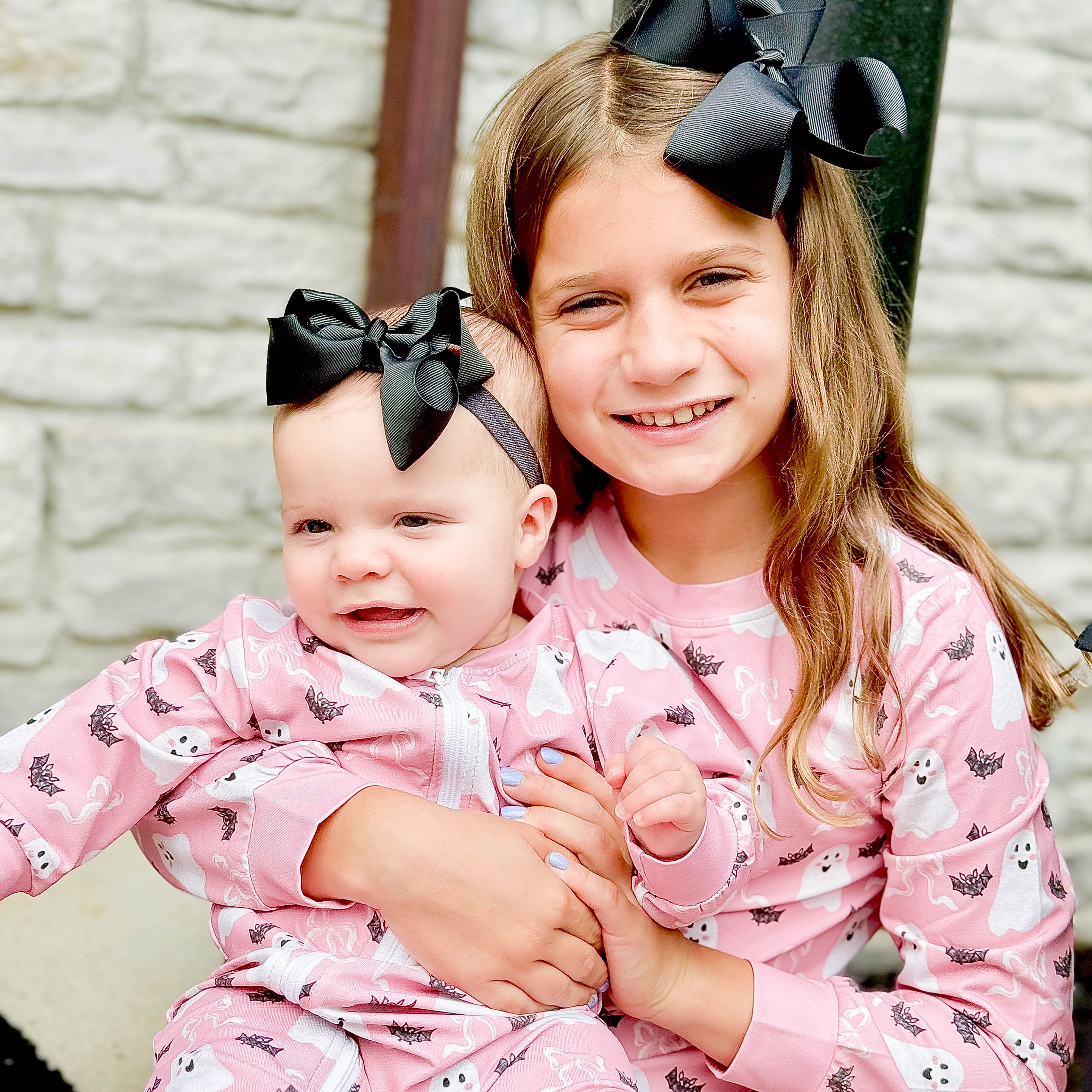 Pink Ghost Halloween Zip Romper
