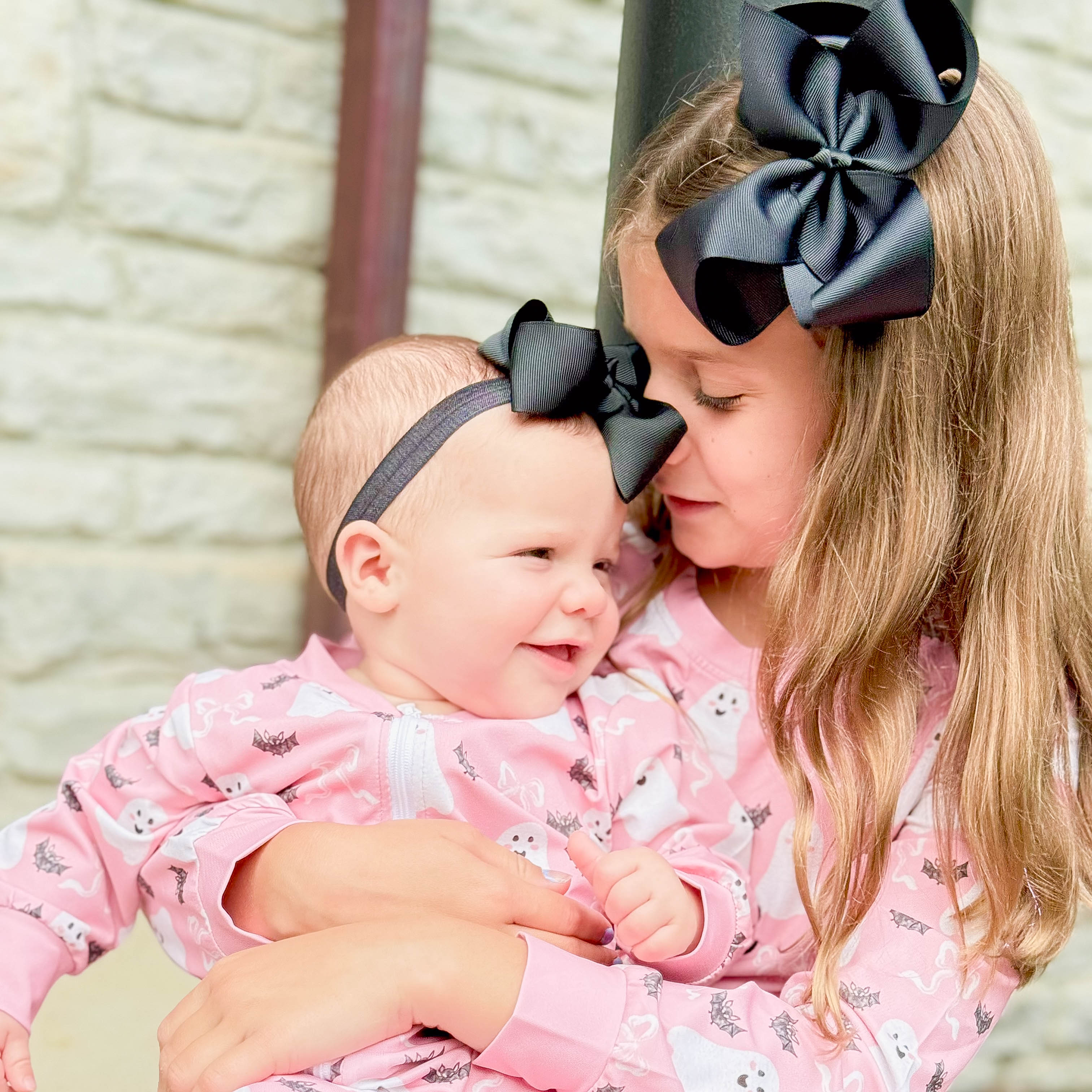 Pink Ghost Halloween Zip Romper
