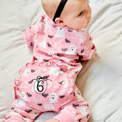 Pink Ghost Halloween Zip Romper