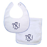 Blue RicRac Burp Cloth & Bib Set