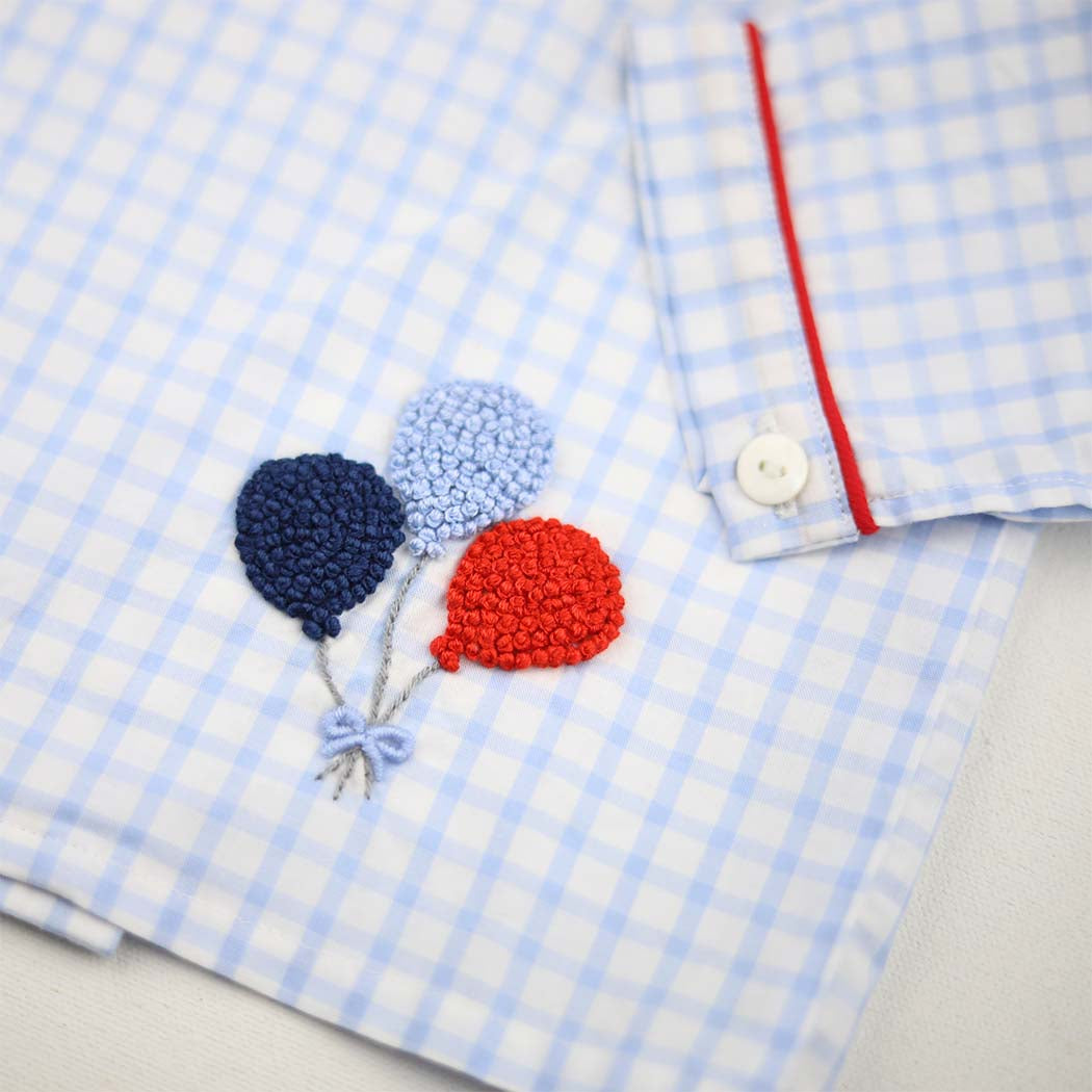 Birthday Boy Blue Windowpane Bloomer Set
