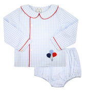 Birthday Boy Blue Windowpane Bloomer Set