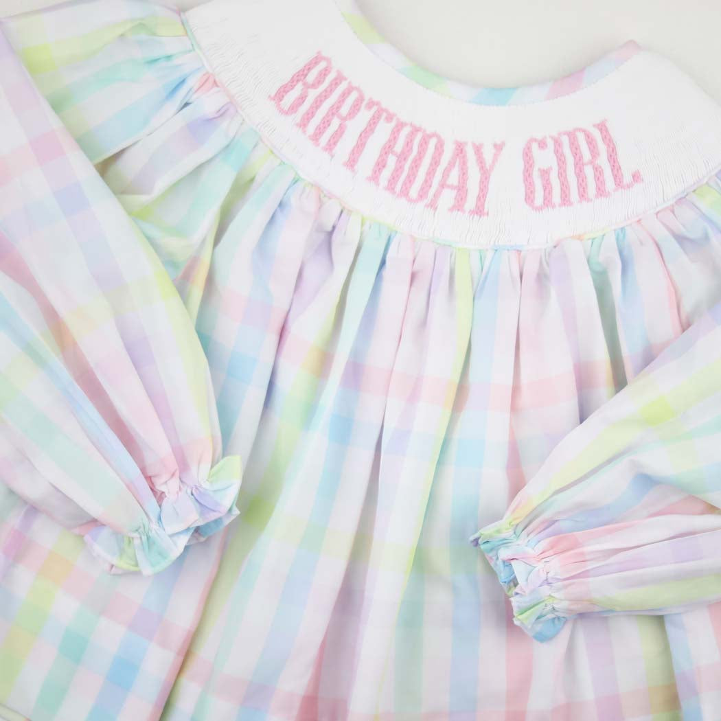 Birthday Girl Rainbow Plaid Bloomer Set